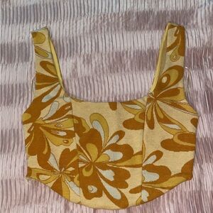 Zara Cream and Gold Bustier Tank Top